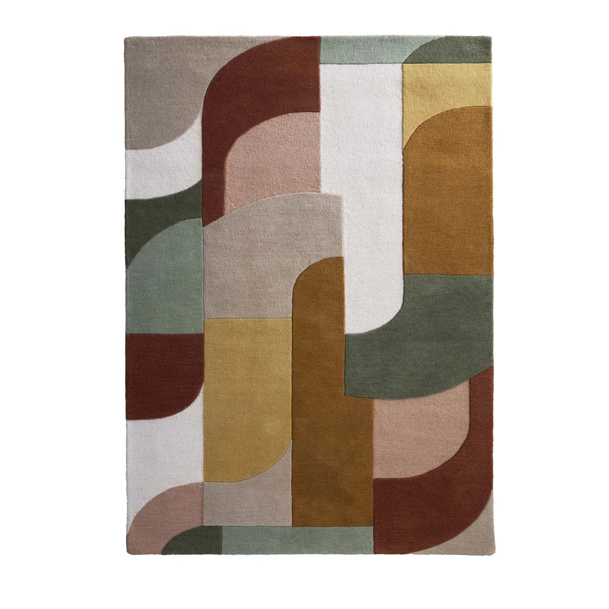 Origins Retro Deco Tan Rug overhead pattern view