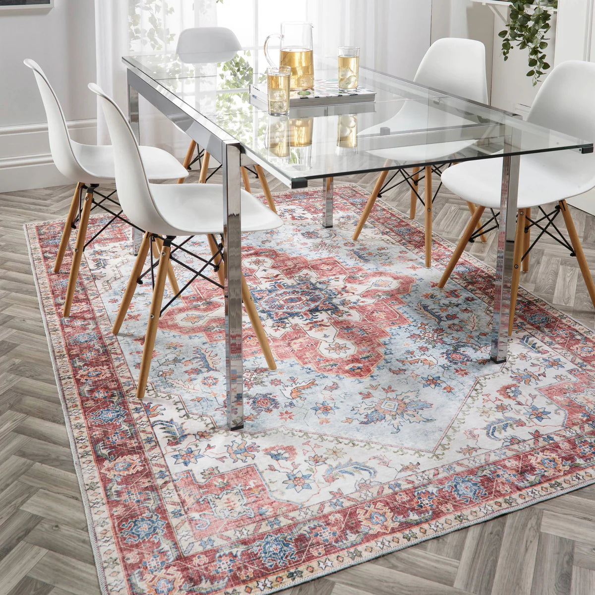 Washable Marrakesh Rug in a living room setting