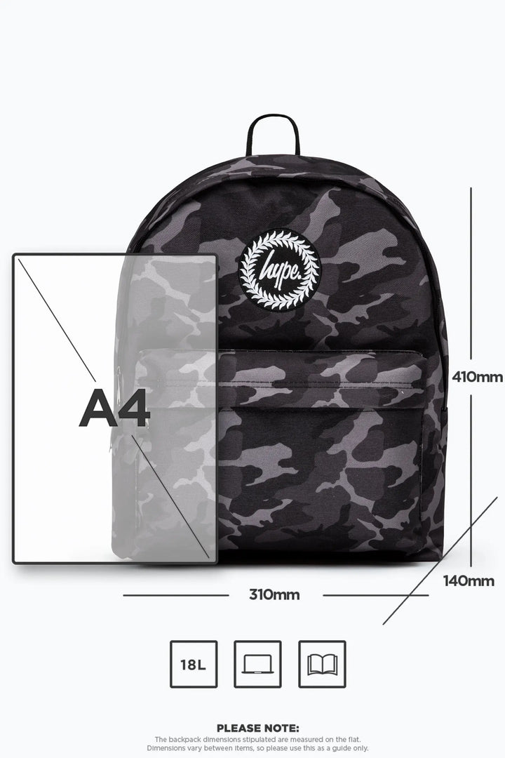 Hype Black Grey Mono Camo Backpack – Swadha's