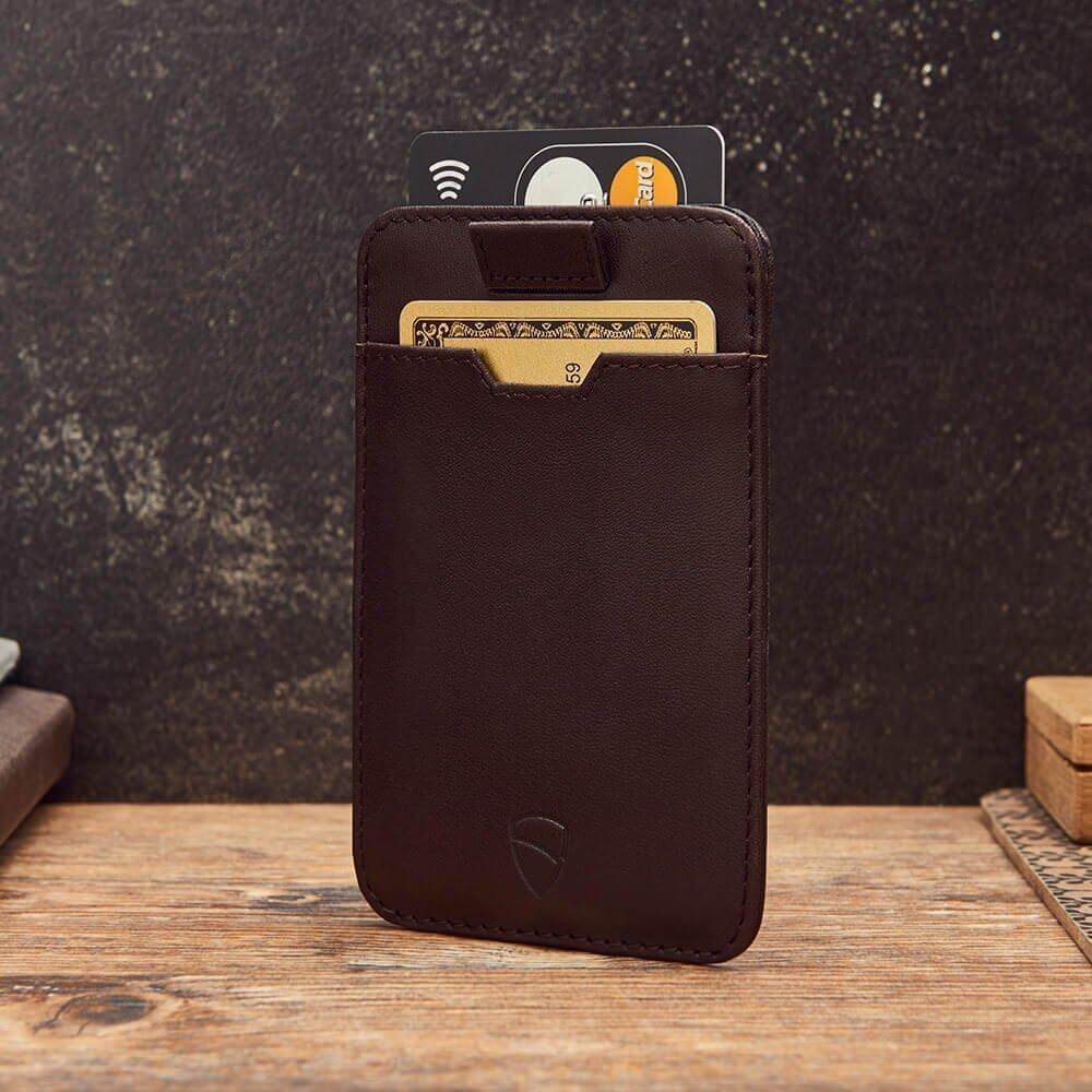 VAULTSKIN CHELSEA LEATHER CARD HOLDER WITH RFID BLOCKING (BROWN)  Swadha's